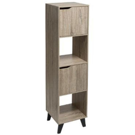 Étagère 4 Niveaux "2 Niches & 2 Portes" 146cm Naturel