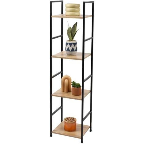 Etagère 4 niveaux 29x23,5x112 cm décor naturel et noir - ENORA