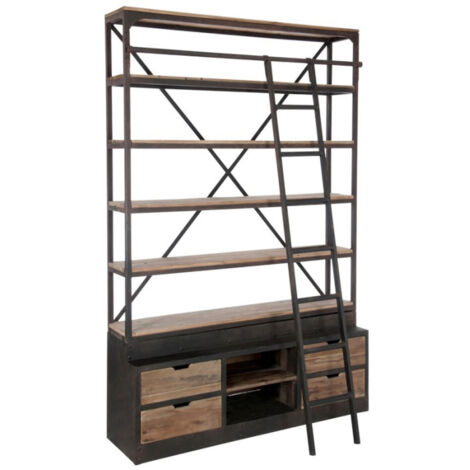 Etagère 4 Niveaux "Echelle" 243cm Naturel & Noir