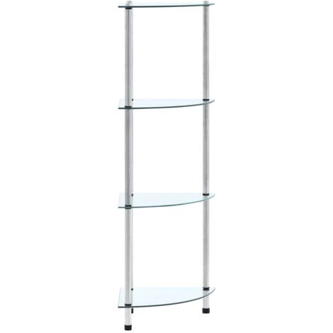 Étagère 4 niveaux Meuble Étagère Meuble de rangement Transparent 30x30x100 cm Verre trempé 32047