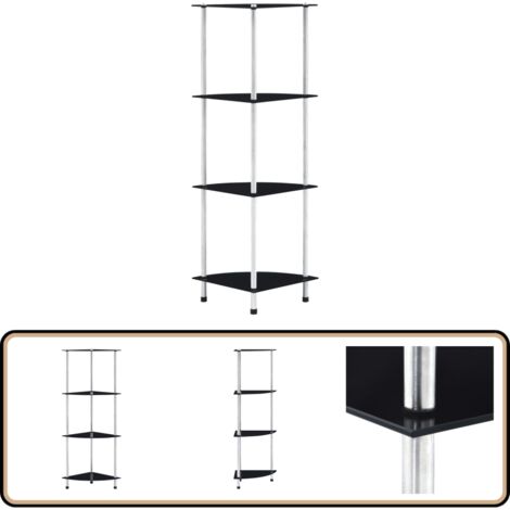 Étagère 4 niveaux Noir 30x30x100 cm Verre trempé - Bibliothèque - Étagère - Meuble De Rangement - Design Contemporain - Verre Trempé