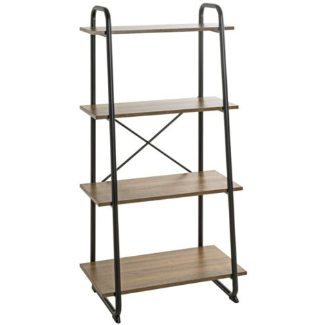 Étagère 4 Niveaux "Slovako" 128cm Noir & Chêne