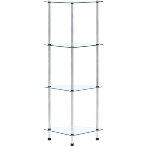 Étagère 4 niveaux Transparent 30x30x100 cm Verre trempé
