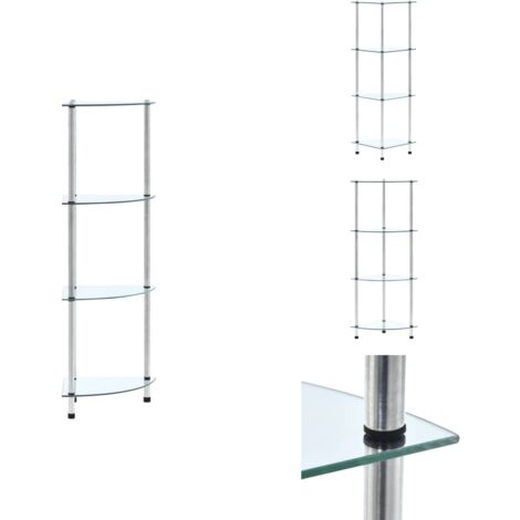 Étagère 4 niveaux Transparent 30x30x100 cm Verre trempé - Bibliothèque Design - Étagère Vitrée - Meuble Rangement - Bibliothèque Moderne - Étagère Transparente