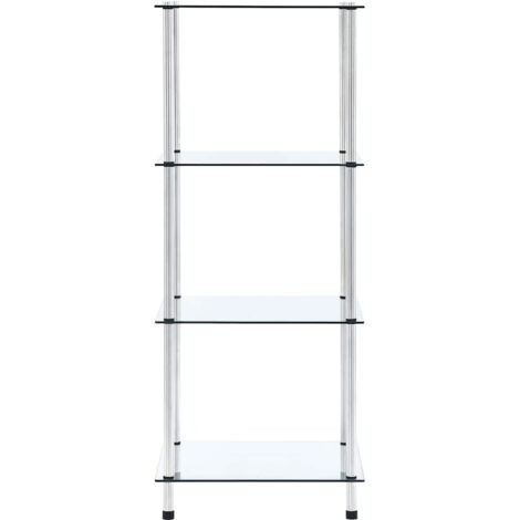 Étagère 4 niveaux Transparent 40x40x100 cm Verre trempé