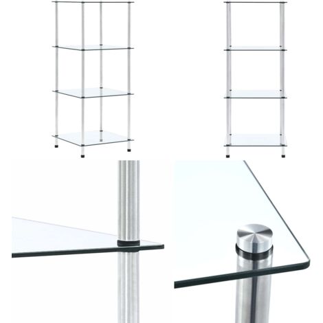 Étagère 4 niveaux Transparent 40x40x100 cm Verre trempé - Bibliothèque Design - Étagère Vitrée - Meuble Rangement - Bibliothèque Moderne - Étagère Transparente - Home & Living