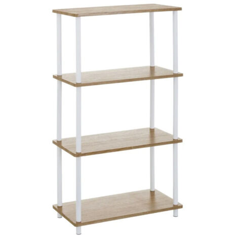 Étagère 4 plateaux en bois et métal blanc - 60x30x110cm