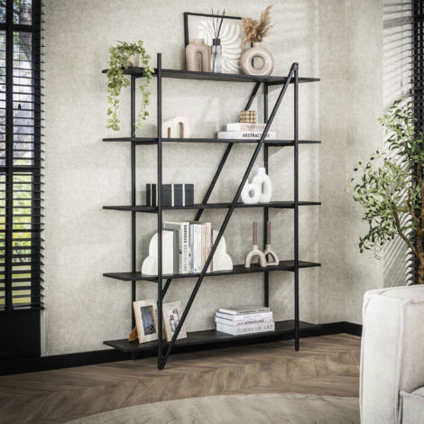 Etagère 5 niveaux 140x35x181 cm en métal noir - ACORDI