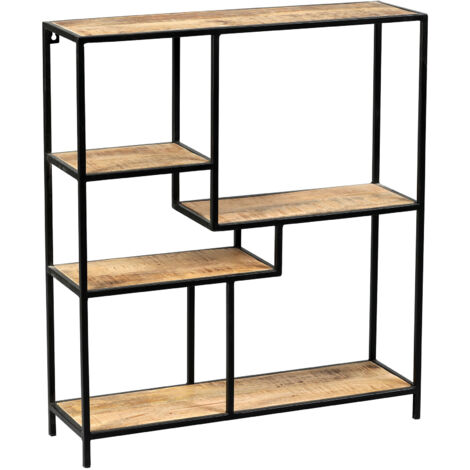 Etagère 5 niveaux 70x20x80 cm en manguier et métal noir