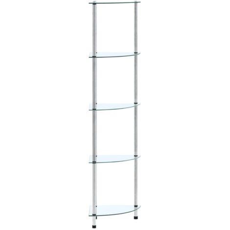 Étagère 5 niveaux Meuble Étagère Meuble de rangement Transparent 30x30x130 cm Verre trempé 69702