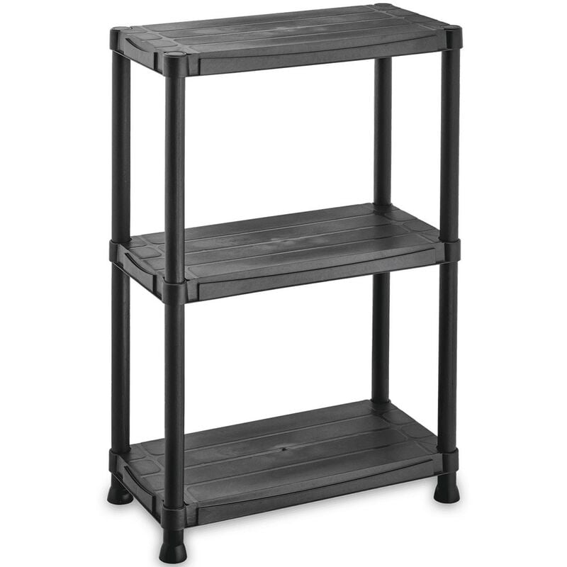 Etagère plastique 3 tablettes L61xP31xH95 cm noire Charge 90kg Itools