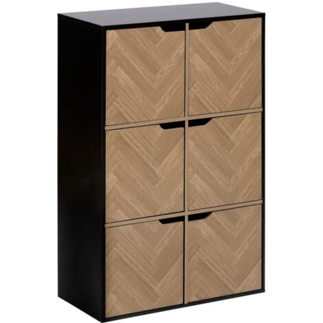Étagère 6 Cases "Chevrons" 100cm Naturel & Noir