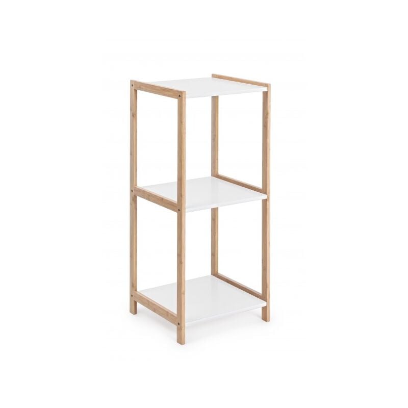 Etagère 32x2x79,2 cm avec structure en bambou et trois étagères blanc mat - Menen