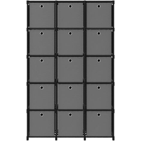 Étagère à 15 cubes avec boîtes Noir 103x30x175,5 cm Tissu