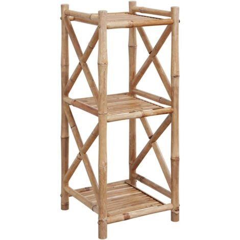 Étagère à 3 niveaux carré bambou