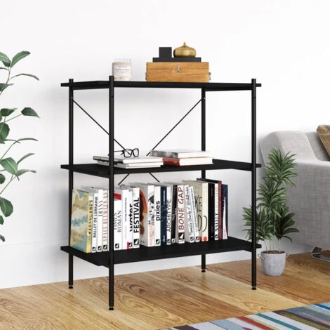Étagère à 3 niveaux Étagère de Rangement Armoire de Rangement Noir 80x40x92 cm BRZH697437