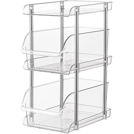 Étagère à 3 niveaux sous évier,organiseur d'évier,Étagère avec tiroirs coulissants,étagère de cuisine multifonctionnelle en acrylique tiroir coulissant,pour cuisine,salle bain,chambre -