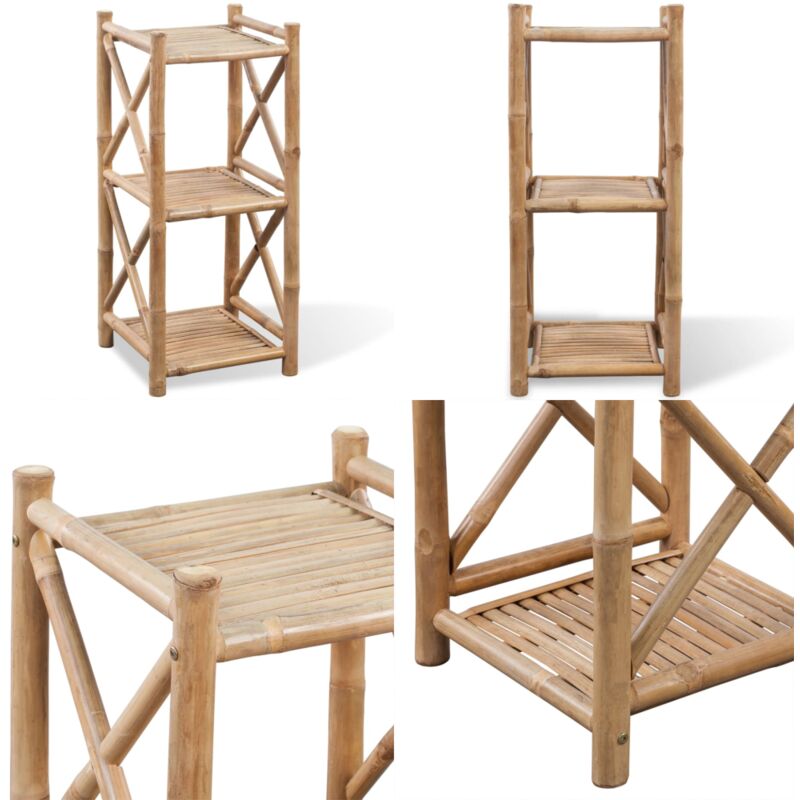 Vidaxl - tagère à 3 niveaux carré bambou - Bibliothèque Murale - Étagère Bois - Rangement Mural - Bibliothèque Design - Meuble Petit Espace - Home &