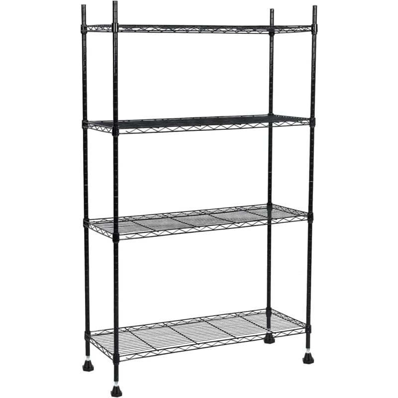 Tagère à 4 Niveaux 91x35x147cm, Style industriel, Planches réglables, Noir,stockage cave,Étagère de Garage