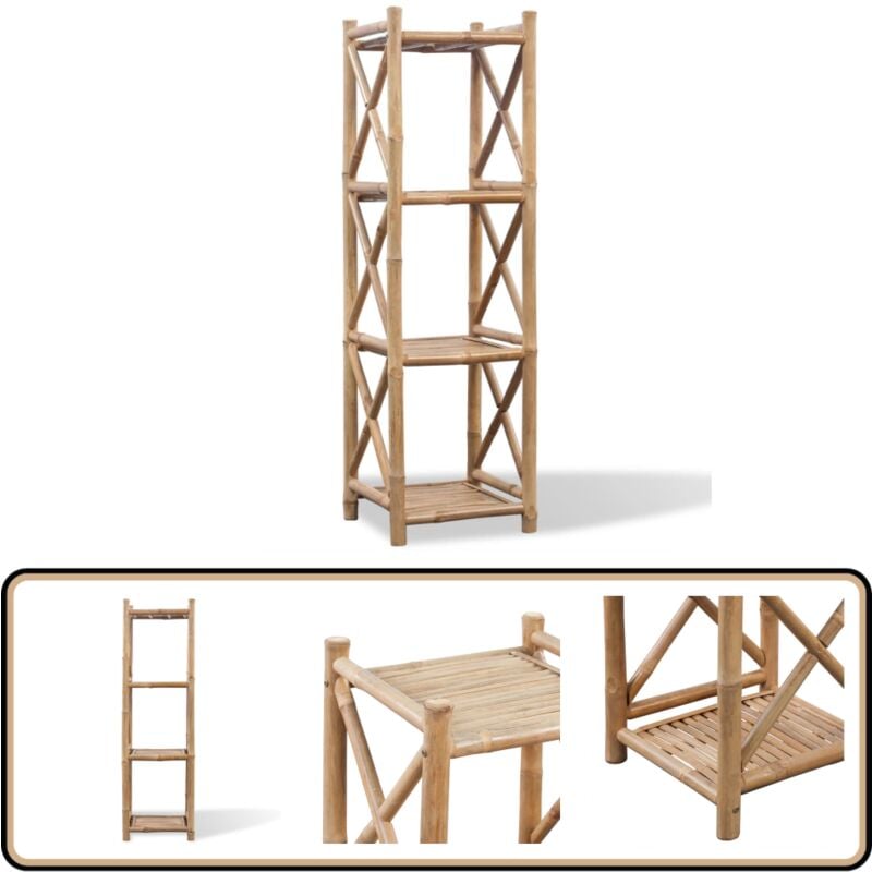 Vidaxl - tagère à 4 niveaux carré bambou - Bibliothèque Murale - Bibliothèque Design - Étagère Bambou - Rangement Mural - Meuble Petit Espace