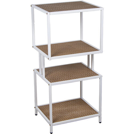 Etagère à 4 niveaux en métal blanc avec étagères en bois Dm 42X35X90 Cm