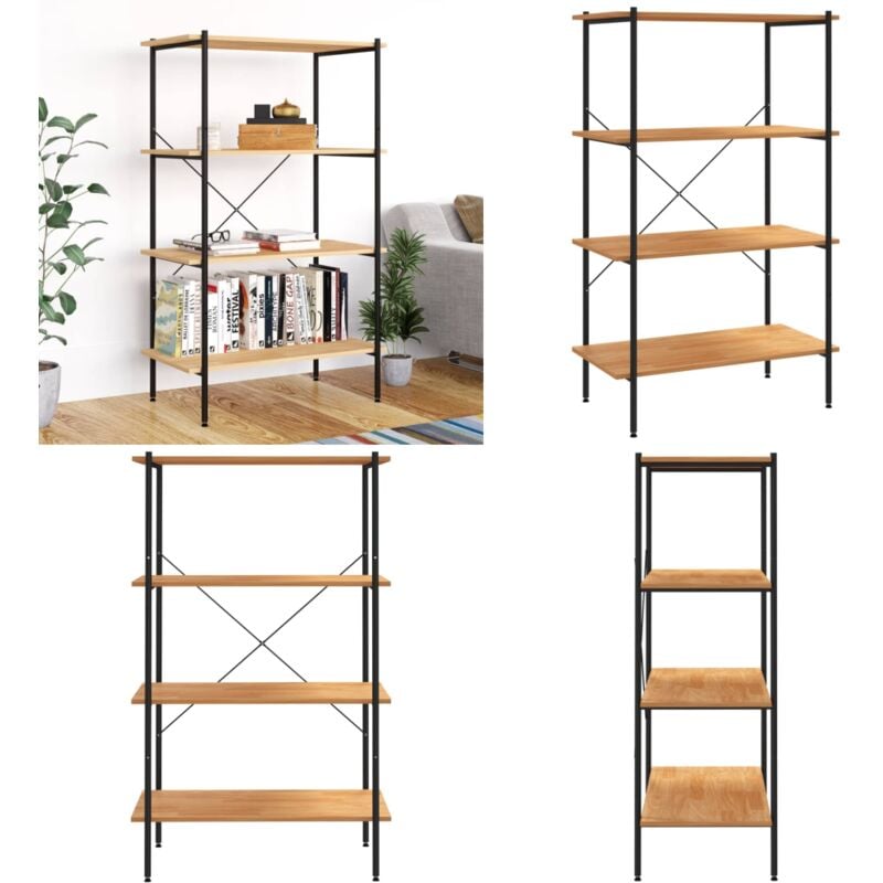 Vidaxl - tagère à 4 niveaux noir et chêne 80x40x130 cm - Bibliothèque - Étagère - Rangement - Meuble De Salon - Bibliothèque Design - Home & Living