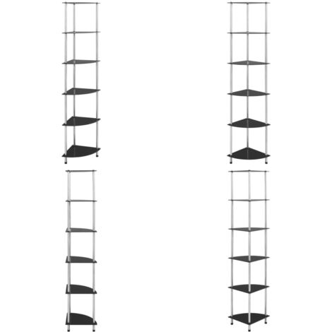 Étagère à 6 niveaux Noir 30x30x160 cm Verre trempé - Bibliothèque - Étagère - Meuble Noir - Design Moderne - Rangement Intérieur - Home & Living