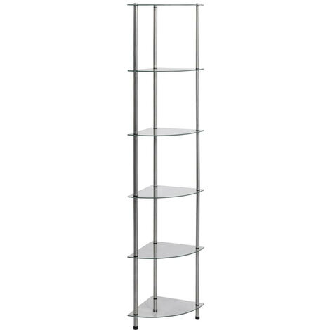 Étagère à 6 niveaux Transparent 30x30x160 Verre trempé