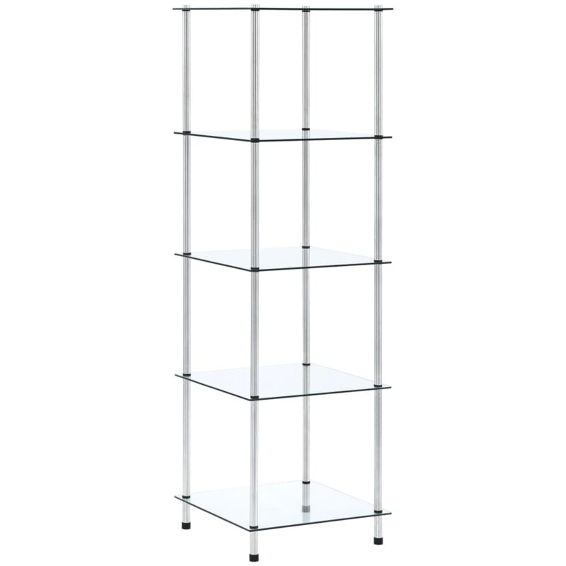 Tagère 5 niveaux Transparent 40x40x130 cm Verre trempé Vidaxl