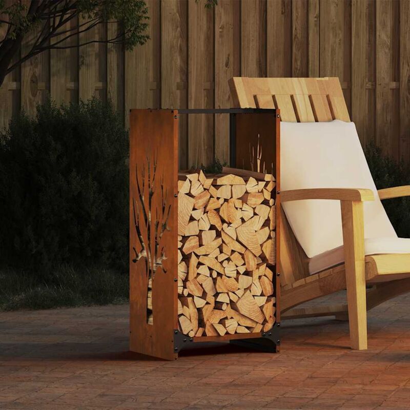 Tagère à bois 40x30x80 cm acier résistant aux intempéries Vidaxl