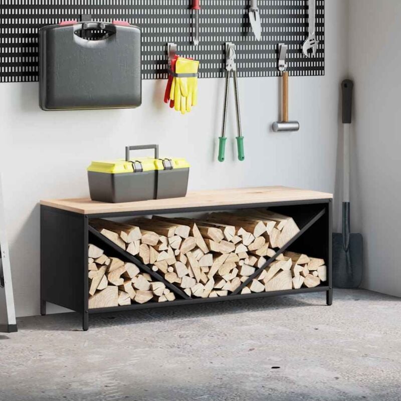 Vidaxl - tagère à bois de chauffage avec plateau en bois noir