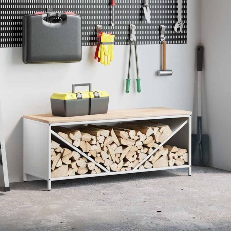 Vidaxl - tagère à bois de chauffage avec plateau en bois blanc