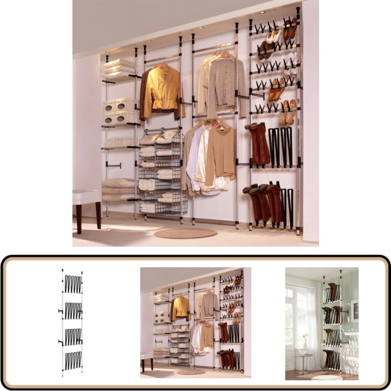 Étagère à bottes télescopique avec barres Aluminium - Étagère À Bottes - Rangement Chaussures - Porte-bottes - Organiseur Bottes - Étagère Extensible