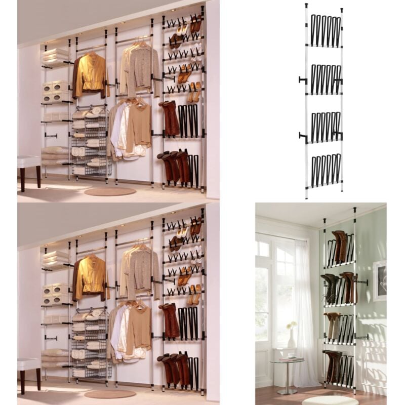 Vidaxl - tagère à bottes télescopique avec barres Aluminium - Étagère à Bottes - Rangement Chaussures - Porte-bottes - Organiseur Bottes - Étagère