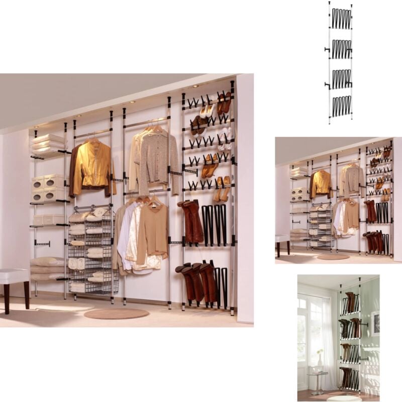 Vidaxl - tagère à bottes télescopique avec barres Aluminium - Étagère à Bottes - Rangement Chaussures - Porte-bottes - Organiseur Bottes - Étagère