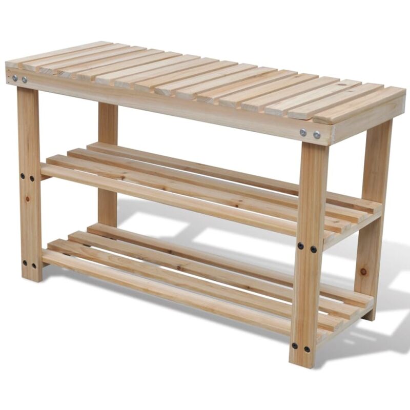 Scarpiera 2 In 1 Con Panca In Legno Massello Di Abete - Vidaxl