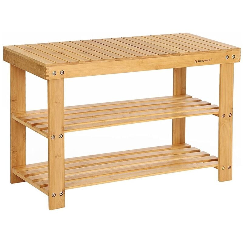 Songmics - calicosy - Banc à Chaussures 3 Niveaux en Bambou Naturel - L70 cm