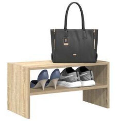 Étagère à chaussures 2 niveaux empilable – Solution Flexible et élégante pour le rangement-Chêne clair