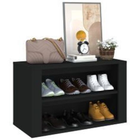 Étagère à chaussures 2 niveaux Padela – Praticité et élégance pour un intérieur bien rangé-Noir