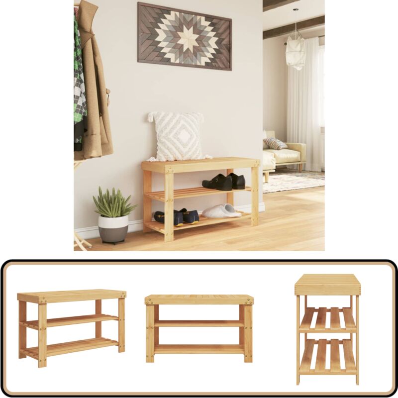Vidaxl - tagère à chaussures 3 niveaux 70x27,5x45 cm bambou - Etagere à Chaussures - Meuble Chaussure - Rangement Chaussures - Organiseur Chaussures