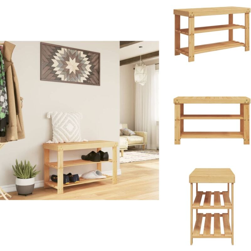 Vidaxl - tagère à chaussures 3 niveaux 70x27,5x45 cm bambou - Etagere à Chaussures - Meuble Chaussure - Rangement Chaussures - Organiseur Chaussures