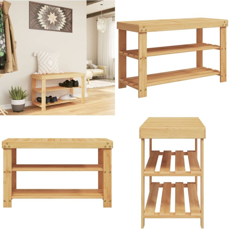 Vidaxl - tagère à chaussures 3 niveaux 70x27,5x45 cm bambou - Etagere à Chaussures - Meuble Chaussure - Rangement Chaussures - Organiseur Chaussures