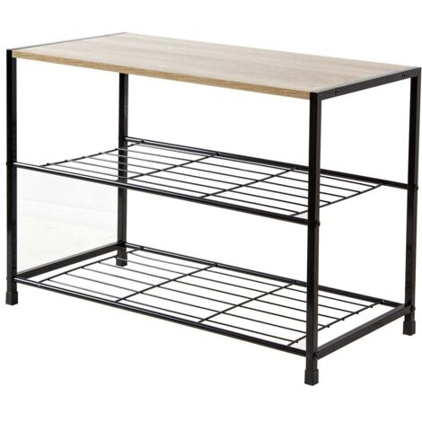 Étagère à chaussures 3 niveaux en métal noir – Dimensions L 63 cm x P 30 cm x H 43 cm – Capacité jusqu'à 6 paires – Design moderne