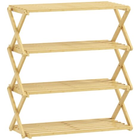 Étagère à chaussures 4 niveaux, rangement en bambou, capacité jusqu'à 12 paires, pour entrée, couloir, 60 x 29 x 67 cm, couleur naturelle