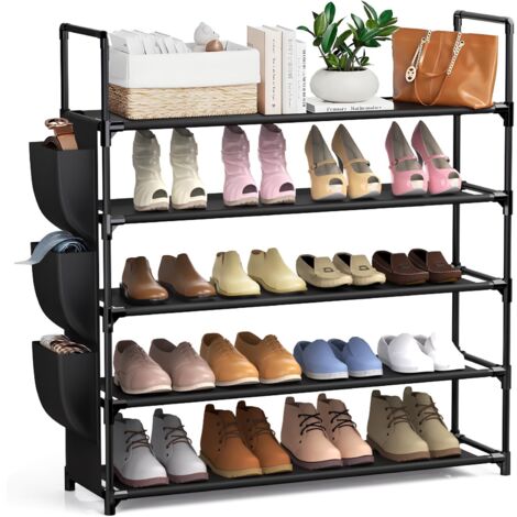 Étagère à Chaussures, 5 Niveaux, Rangement Chaussures Gain De Place, pour 20-25 Paires, pour Couloir, Chambre à Coucher