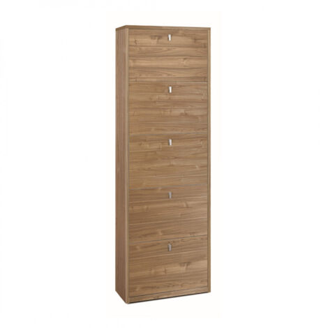 Étagère à chaussures 5 portes, 63L x 29P x H190 cm, finition noyer Stelvio, Sarmog