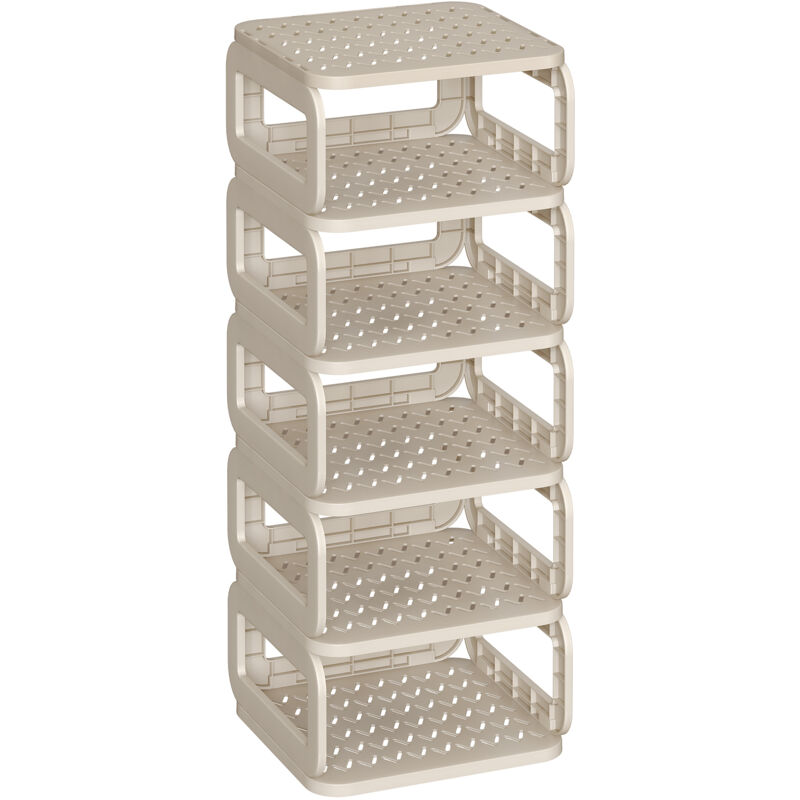 Étagère à chaussures, 6 Plateaux, Gain de place, Rangement pour Chaussures Ouvert, pour l'Entrée, Couloir, Salle de bain, Beige Cappuccino