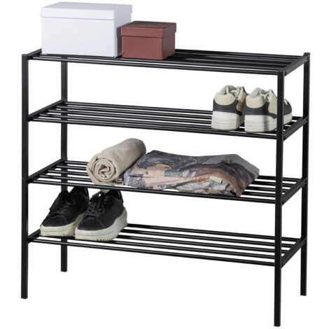 Etagère à chaussures 85x35x80 cm en métal noir