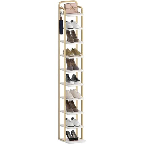 Étagère à Chaussures à 10 Niveaux, pour Petits Espaces,Réglable