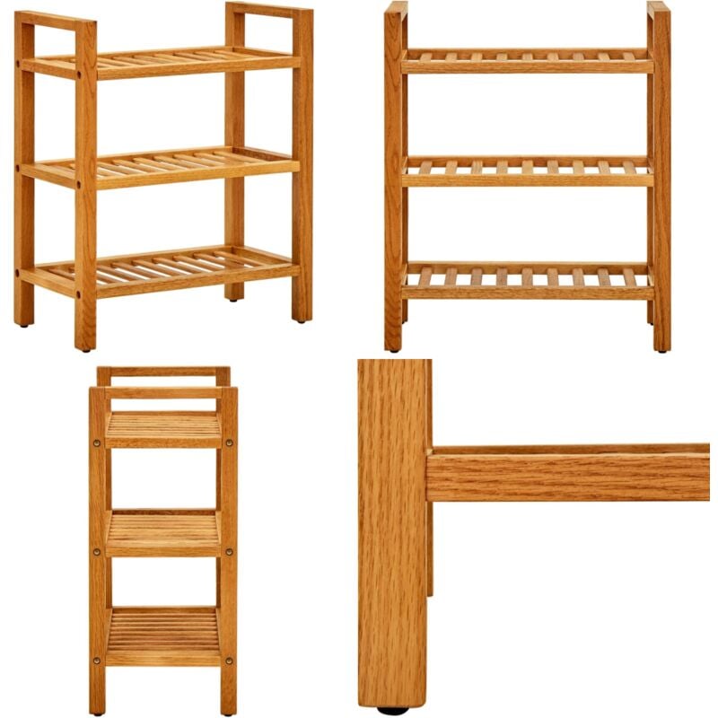 Vidaxl - tagère à chaussures à 3 niveaux 50x27x60 cm Chêne massif - Etagere à Chaussures - Rangement Chaussures - Meuble Chaussure - Étagère Bois